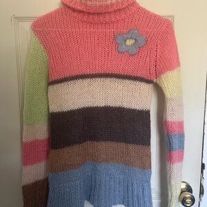 Multicolor Striped Kids' Turtleneck Sweater